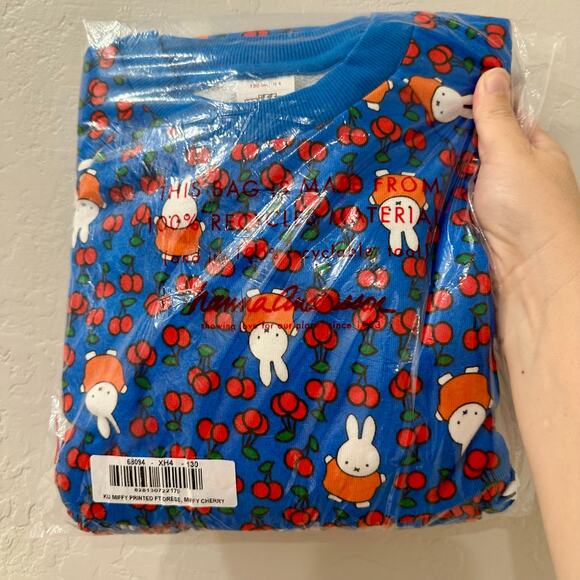 NWT Hanna Andersson Blue Miffy Cherry Knit Dress in French Terry - Picture 1 of 3